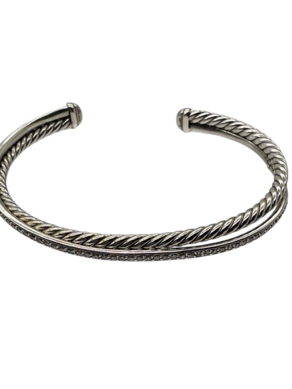 DAVID YURMAN CROSSOVER TWO ROW BRACELET IN STERLING SILVER WITH DIAMONDS, 6MM